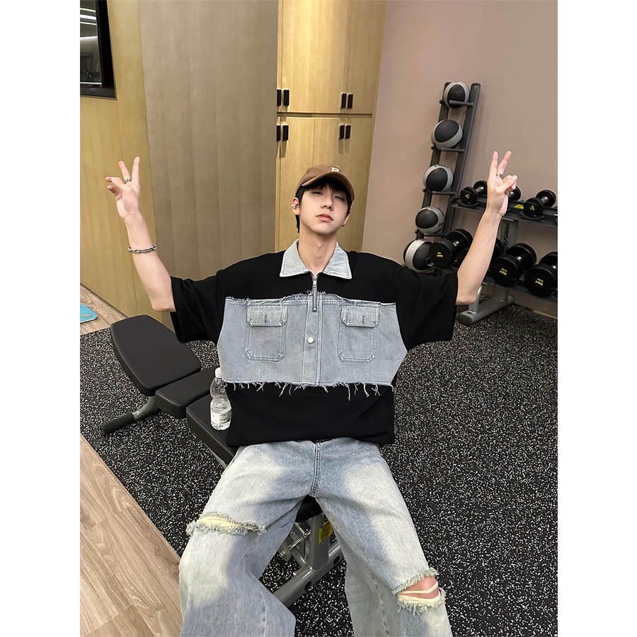 Áo Thun POLO Ngắn Tay Giả Hai Lớp Phong Cách Năng Động Trẻ Trung Dành Cho Nam