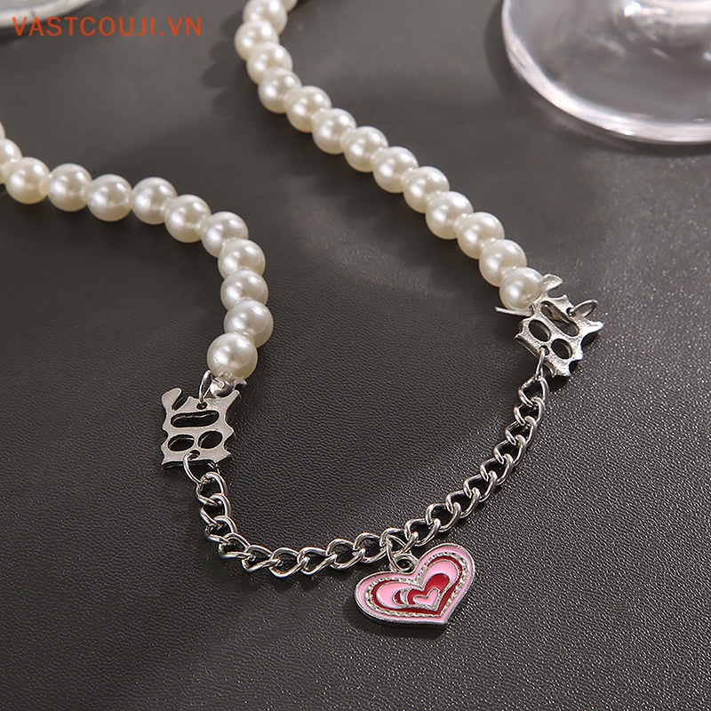 Vòng cổ Mặt Hình Đầu Lâu Đính Ngọc Trai Phong Cách Hip Hop Steampunk VASTJI Y2K