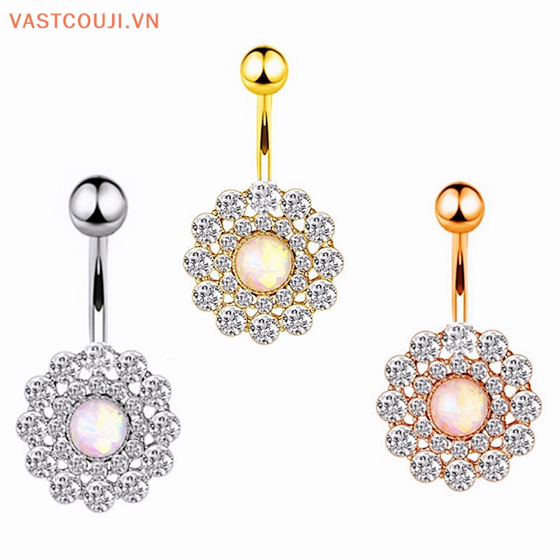 Khuyên Rốn Bằng Thép Không Gỉ Đính Đá Zircon Thời Trang Cho Nữ