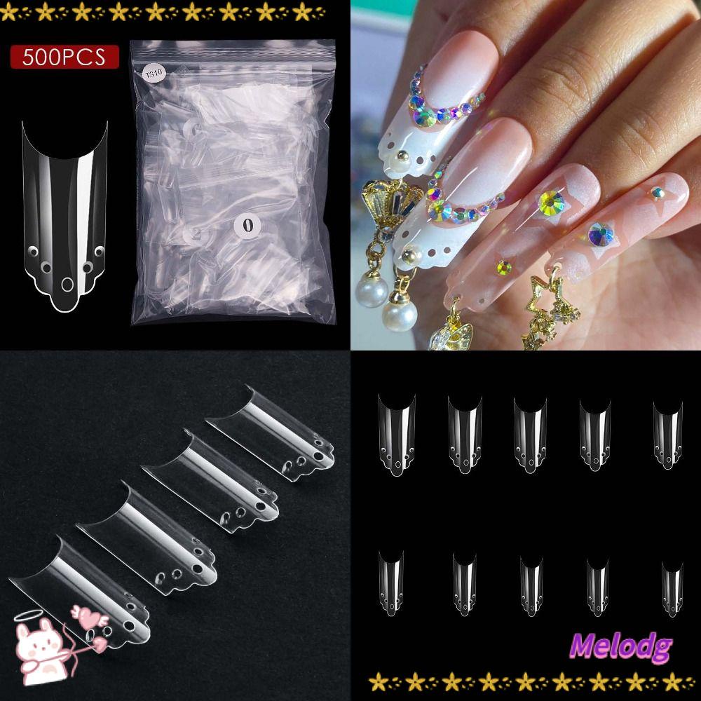 MELODG Móng Tay Giả Trong Suốt Che Phủ Toàn Diện Cho Nữ