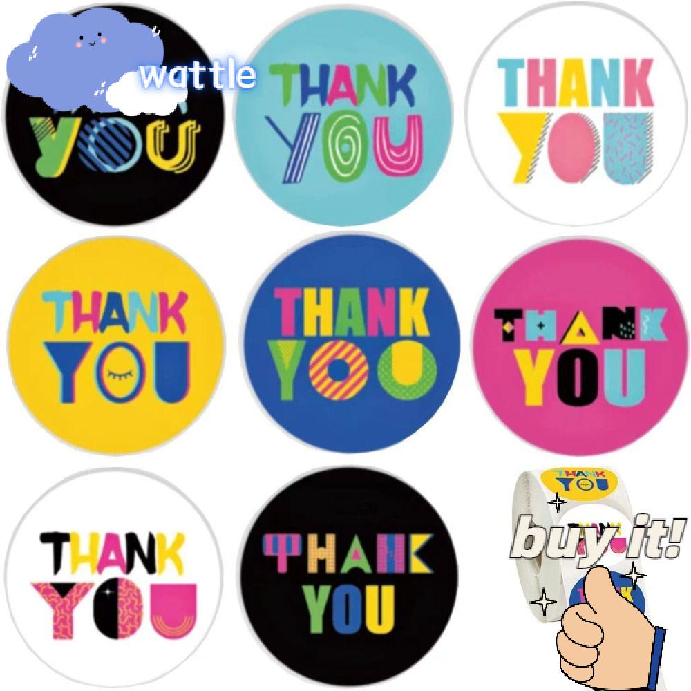 WATTLE Bộ 500 Miếng Dán Hình Tròn 1.5 &quot;In Chữ Thank You Dễ Thương Trang Trí Sinh Nhật