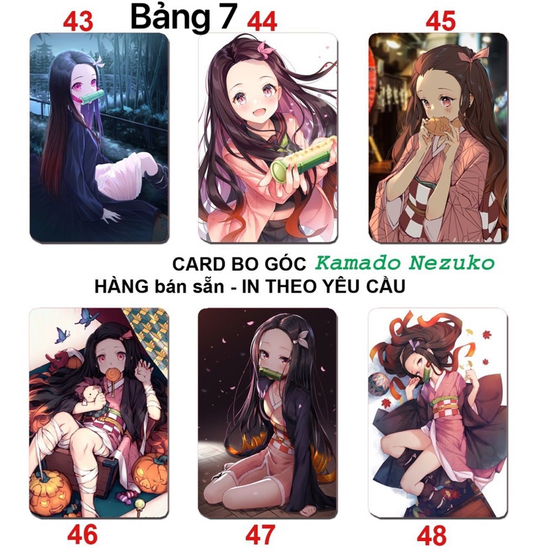 Ảnh card Kamado Nezuko 6 tấm bo góc/ Thẻ card hình Kamado Nezuko Kimetsu no yaiba
