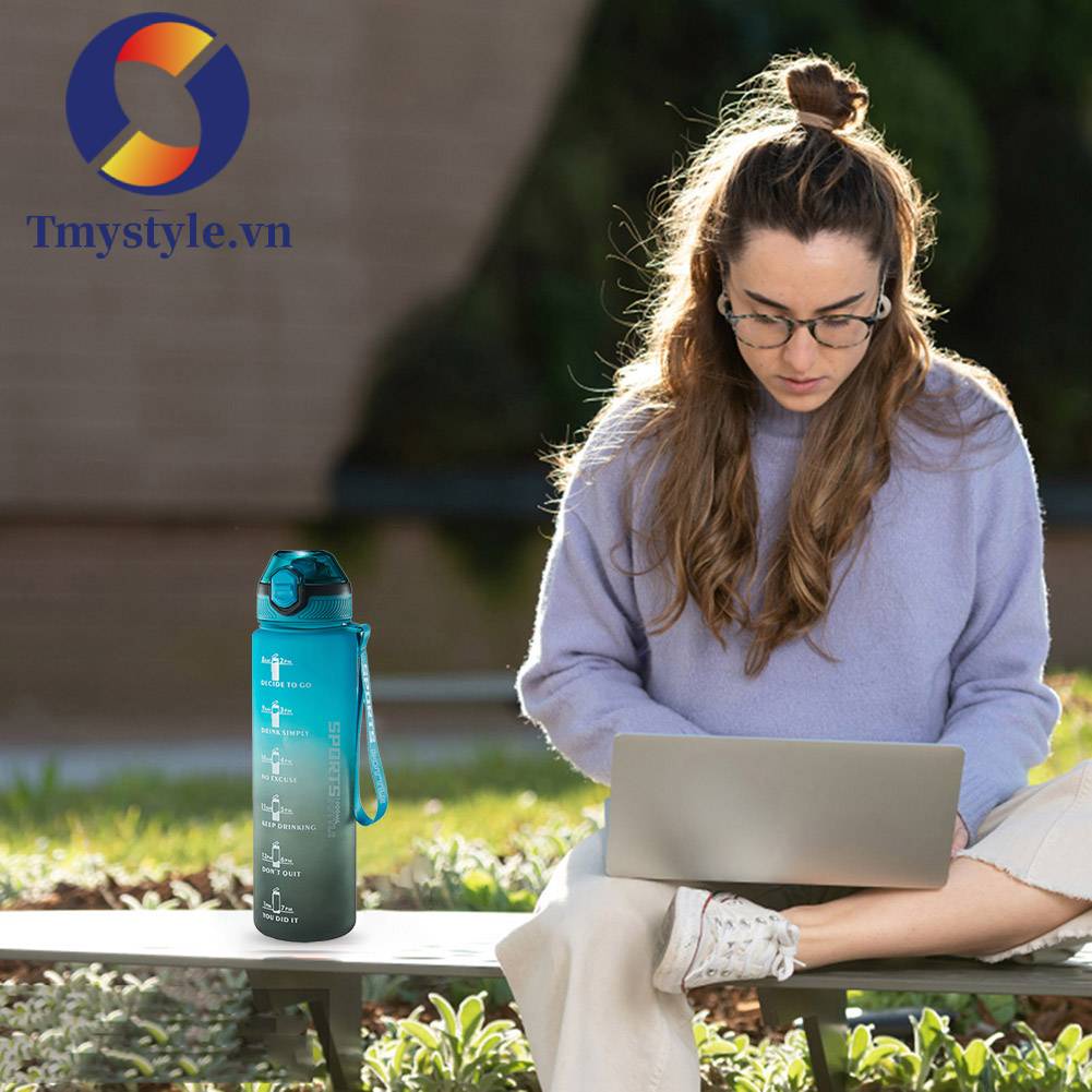 Bình Nước Thể Thao 1000ML Kèm Ống Hút Chống Rò Rỉ