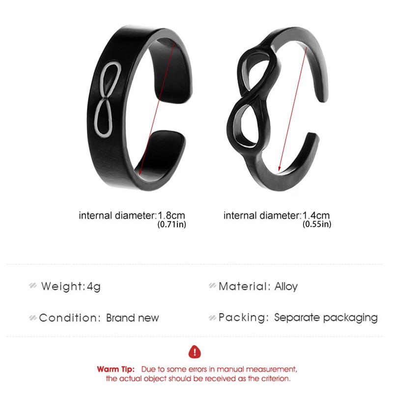Ygt Bộ 2 Nhẫn Hình Số 8 May Mắn Dạng Mở Có Thể Điều Chỉnh Dành Cho Cặp Đôi
