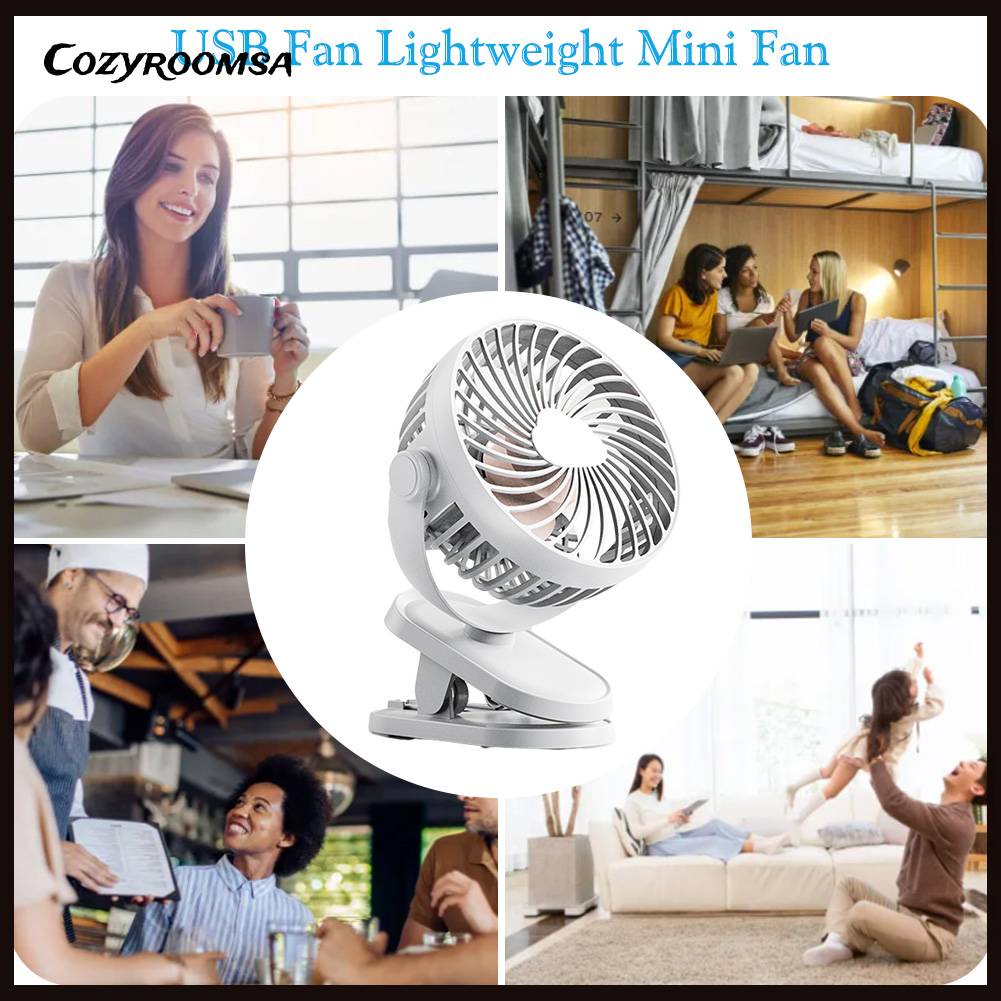 Quạt Điện Để Bàn Dạng Kẹp 3 Tốc Độ Yên Tĩnh 1200mAh Có Cổng Sạc USB Cho Học Sinh