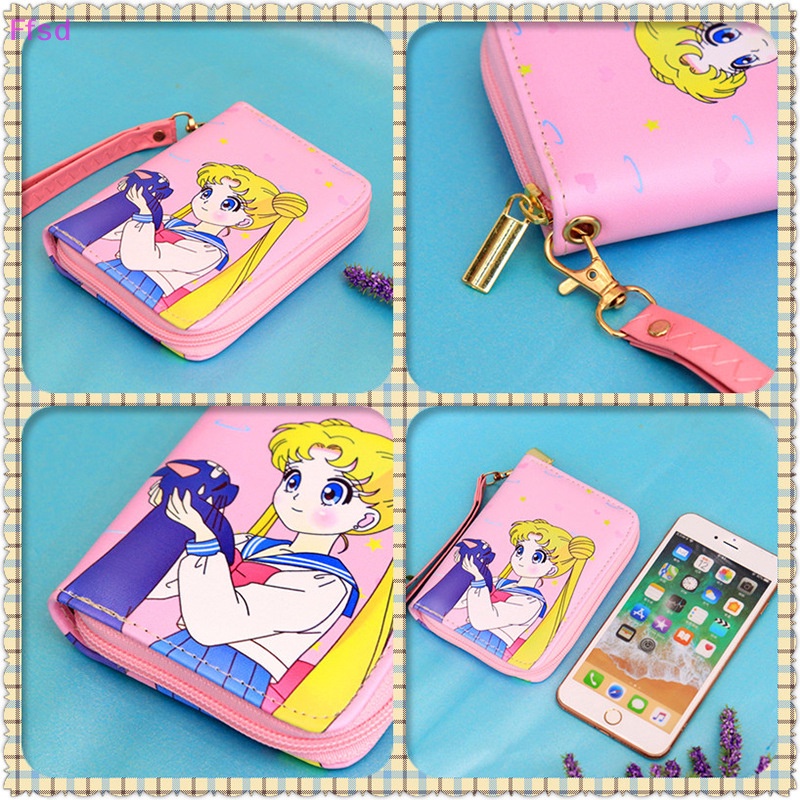 {Ffsd} Ví Ngắn Cầm Tay Mini Có Khóa Kéo Họa Tiết Hoạt Hình Dễ Thương Tươi Mới Cho Nữ Sinh