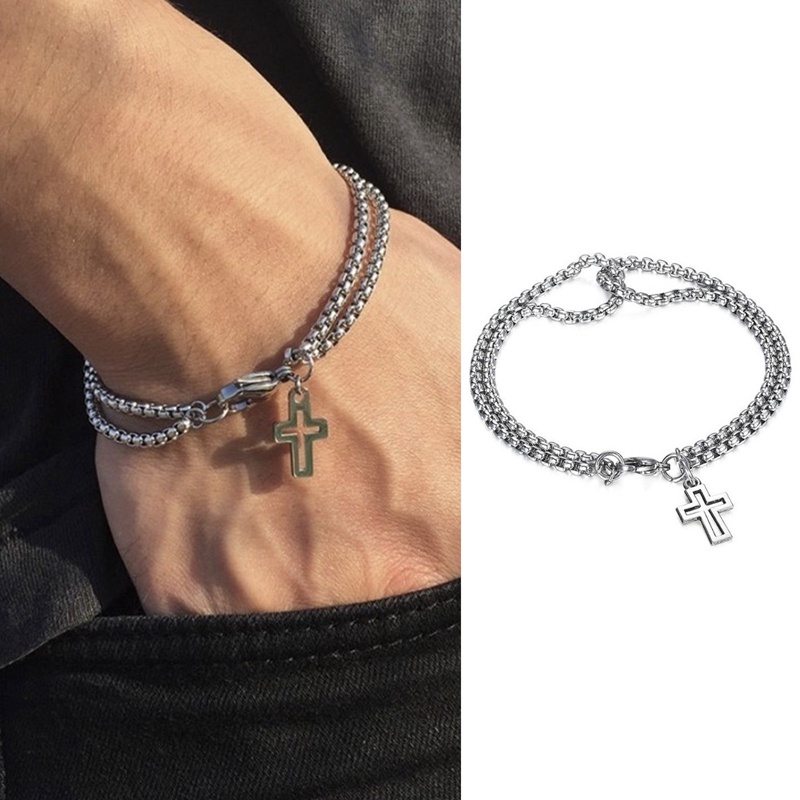 Ygt Vòng Tay Dây Xích Đôi Bằng Thép Titan Có Khóa Càng Cua Thời Trang Mới Cho Nam