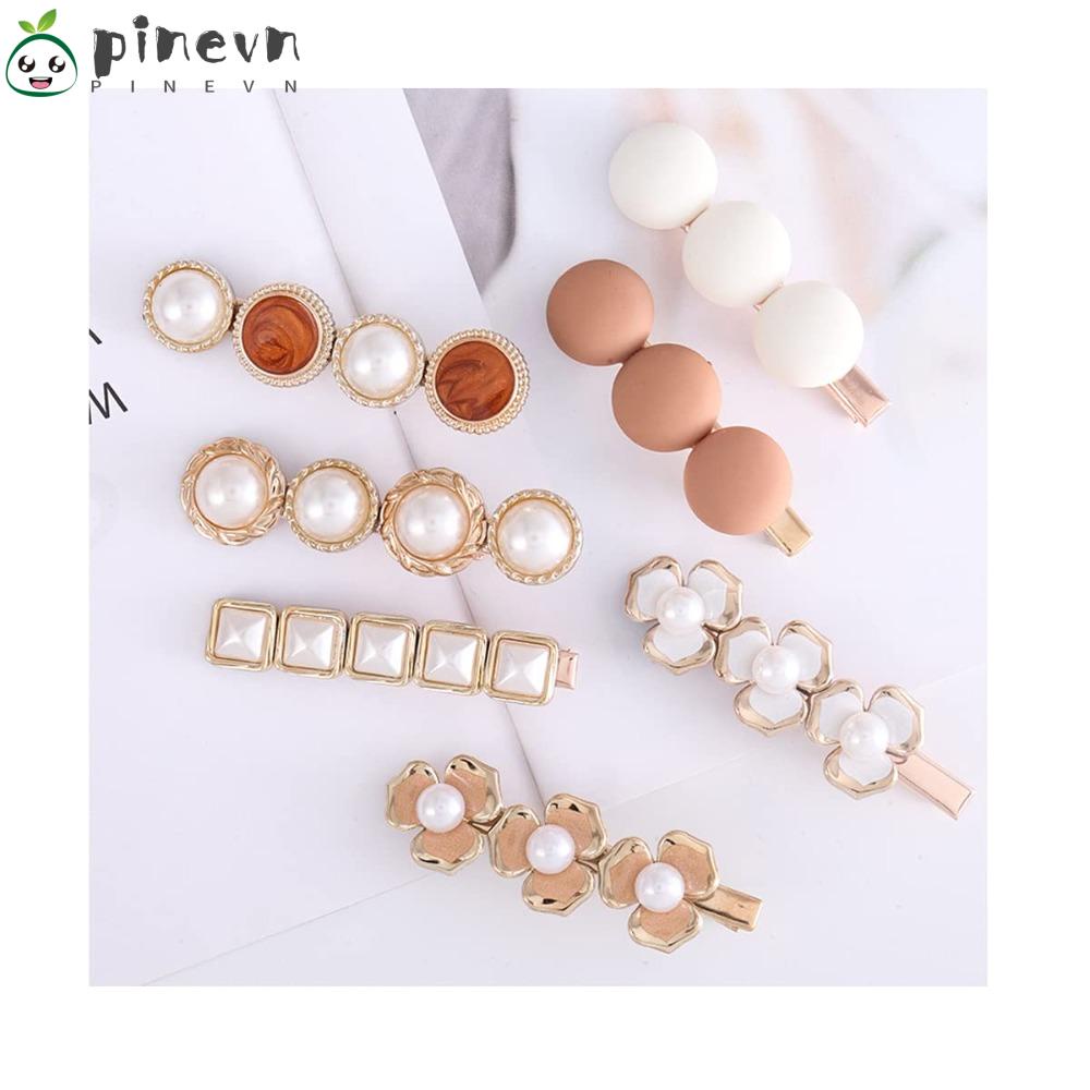 PINEVN Set 5 / 7 Kẹp Tóc Kim Loại Chống Trượt Phong Cách Retro Thanh Lịch Cho Nữ
