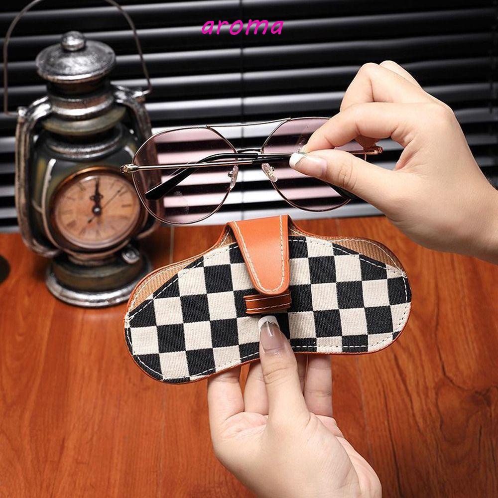 Túi Da PU Đựng Mắt Kính Chống Thấm Nước Họa Tiết Kẻ Sọc Caro Phong Cách Hàn Quốc Cho Nam Và Nữ