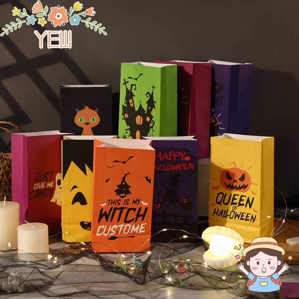 YEW Set 12 Túi Giấy Đựng Kẹo Halloween Có Nhãn Dán Trang Trí