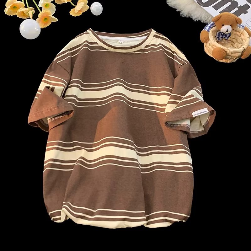 Áo Sơ Mi Sọc Màu Tương Phản Dáng Rộng Phong Cách Mới Mùa Hè