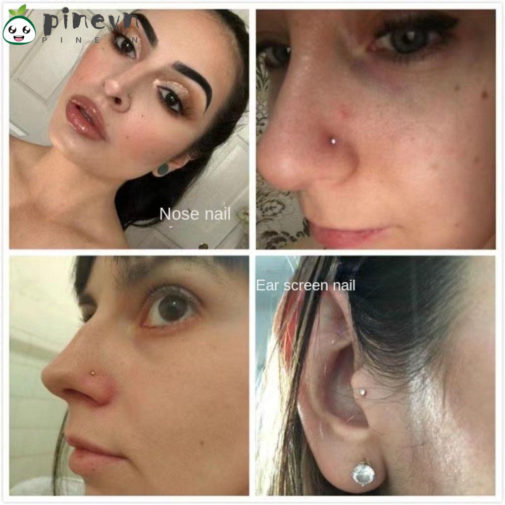 PINEVN Bộ Khuyên Xỏ Môi Đính Đá Kim Cương Bằng Thép Không Gỉ Chất Lượng Cao Cho Nam Nữ