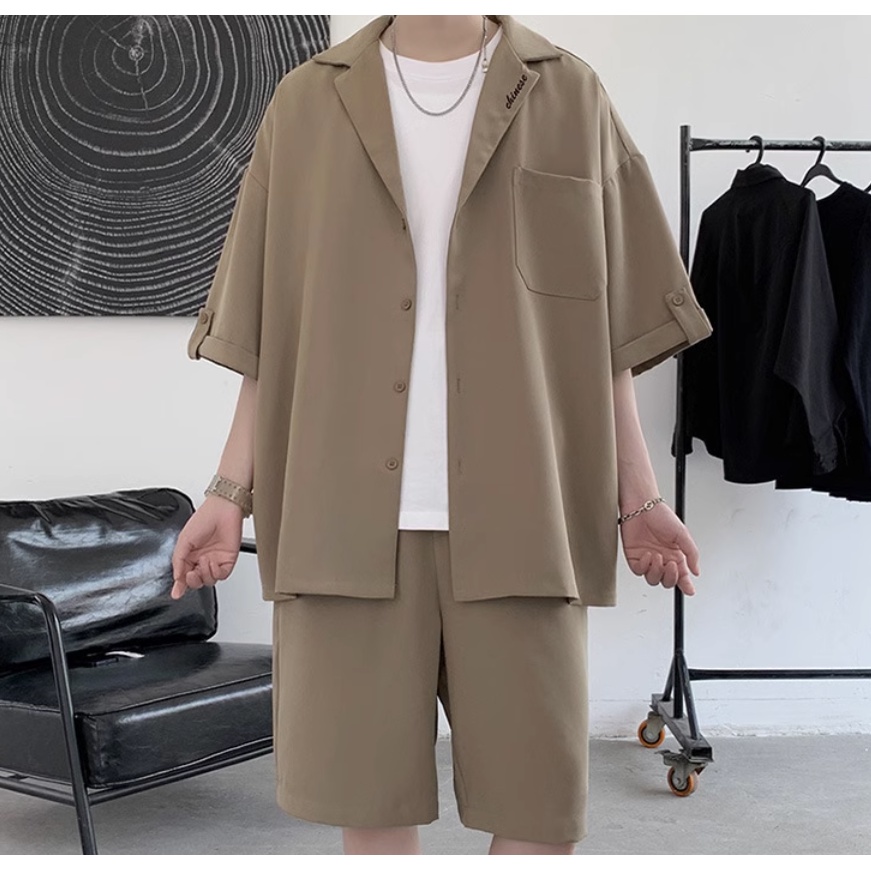 Set Áo Sơ Mi Ngắn Tay Và Quần Short Thời Trang Mùa Hè Cho Nam