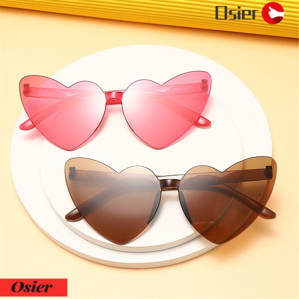 OSIER1 Kính Mát Hình Trái Tim Không Vành Chống Tia UV400 Phong Cách Vintage