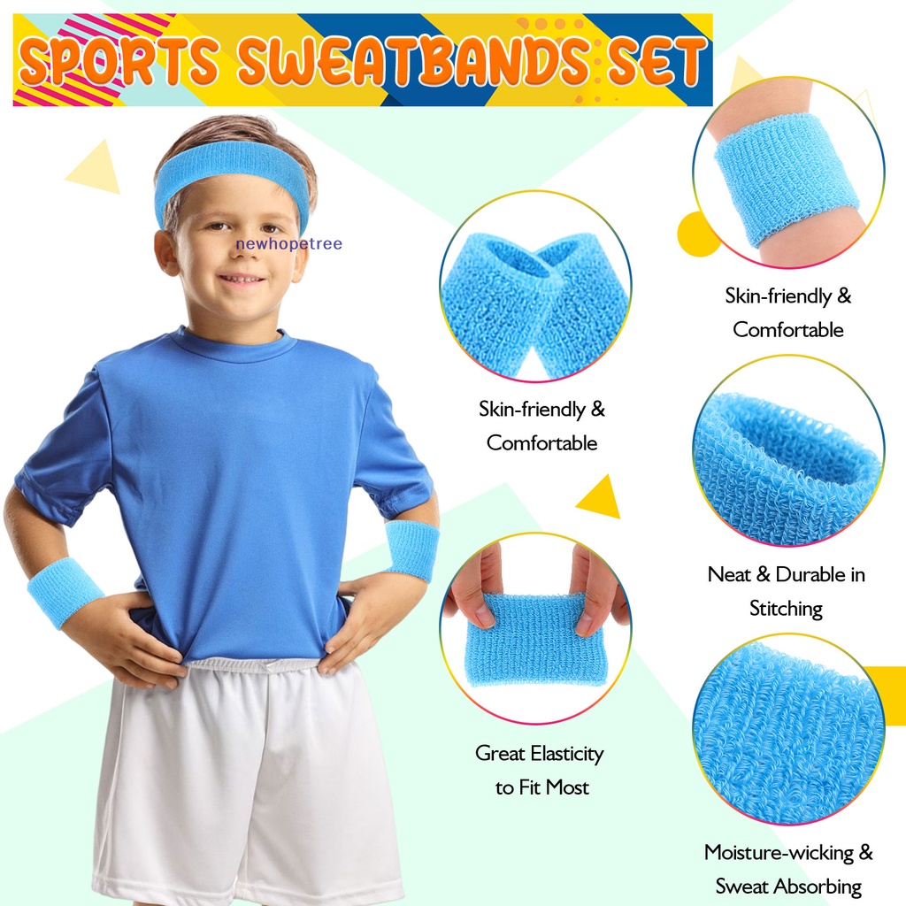 Ntvn Set 6 Băng Đô Và 6 Đôi Tất Cotton Kẻ Sọc Nhiều Màu Sắc Đeo Cổ Tay Và Vớ Thể Thao Ngoài Trời Cho Trẻ Em