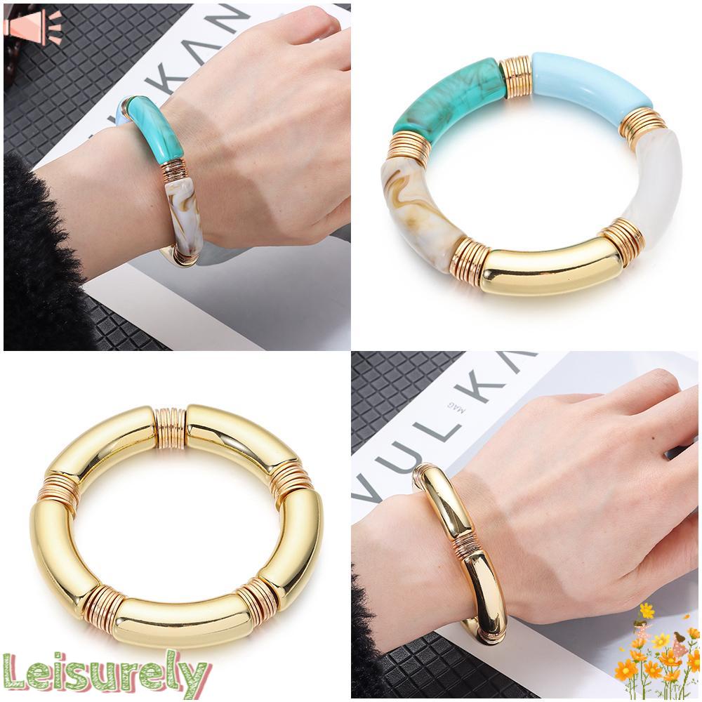 LEILY Vòng Đeo Tay Dạng Ống Tre Phong Cách Vintage