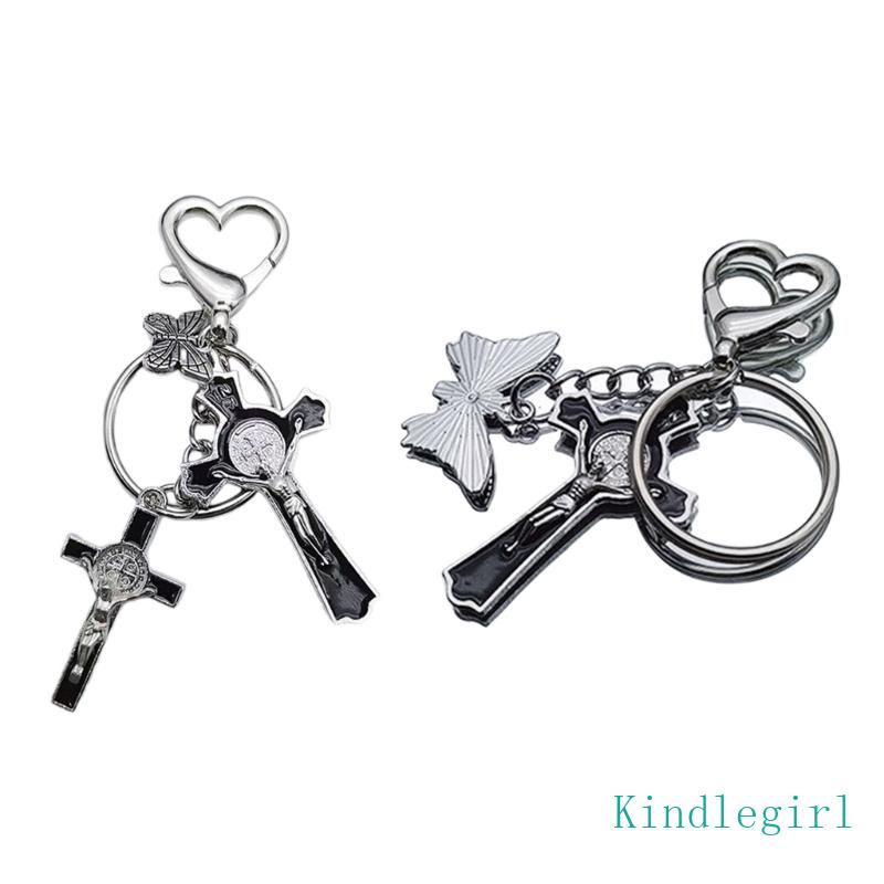 Móc Khóa Kim Loại Y2k Hình Bướm / Chữ Thập Phong Cách Punk Cho Cặp Đôi