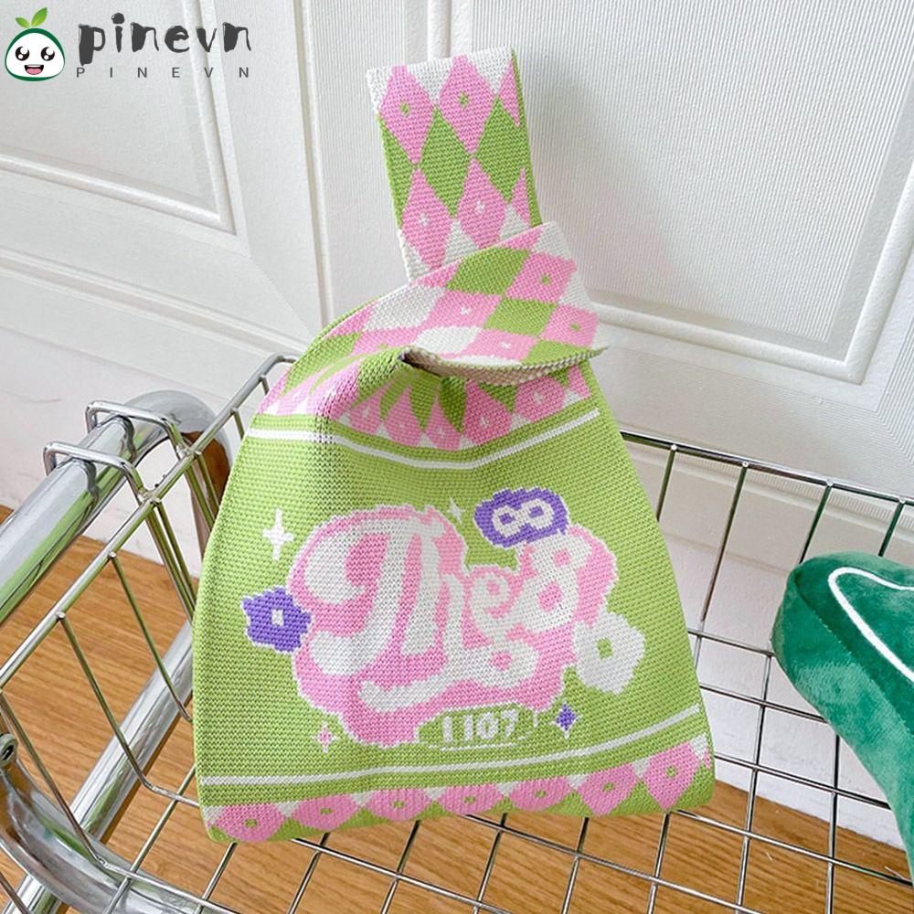 PINEVN Túi Xách Đan Len Thủ Công Thắt Nút Đa Năng Cho Nữ