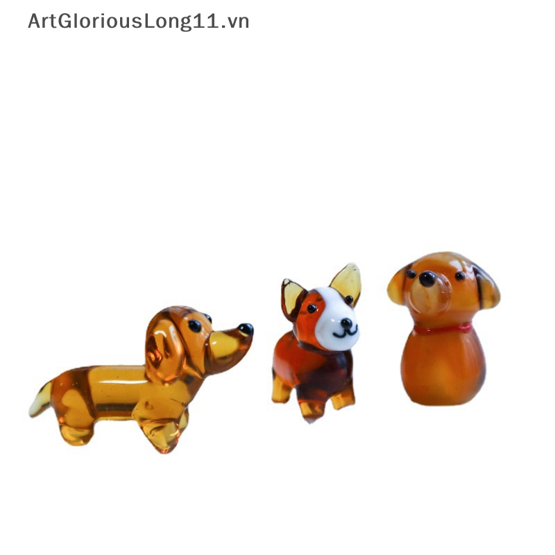 Mô Hình Chú Chó Thủy Tinh Mini Nhiều Màu Dễ Thương Trang Trí Sân Vườn / Nhà Cửa