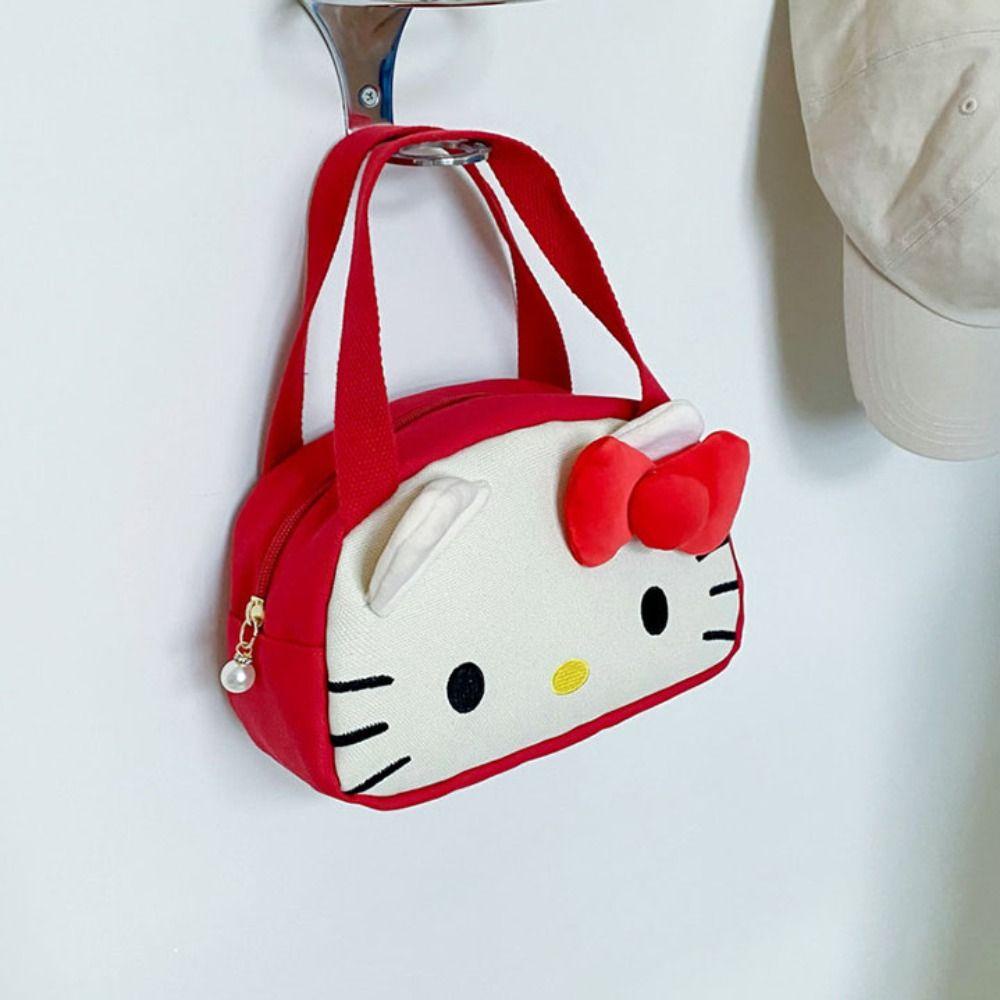 LOMBARD Túi Canvas Cỡ Lớn In Họa Tiết Hoạt Hình Kitty Đáng Yêu Cho Bé