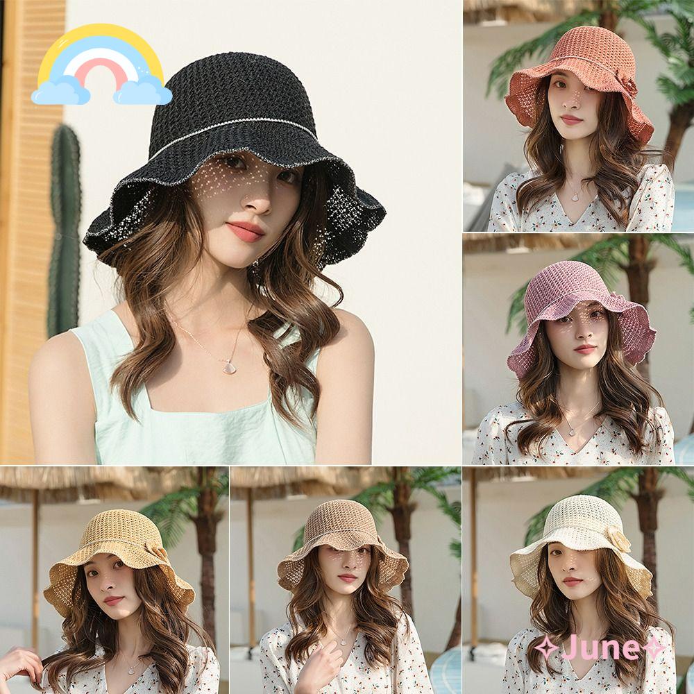 JUNE Nón Rộng Vành Nhiều Màu Sắc Đa Dạng Thời Trang Đi Biển Ngoài Trời