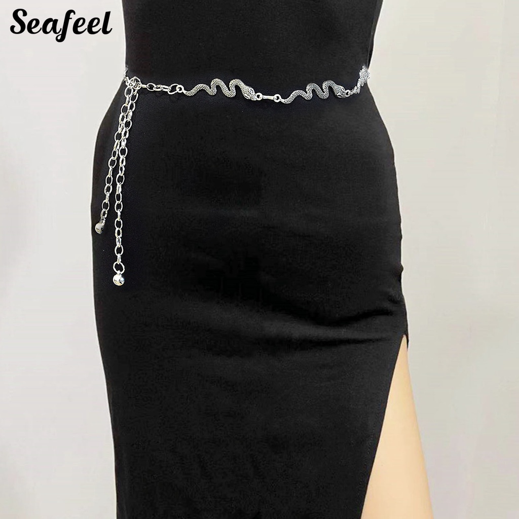 Dây Xích Kim Loại Mạ Bạc Đeo Thắt Lưng Có Thể Điều Chỉnh Cho Nữ