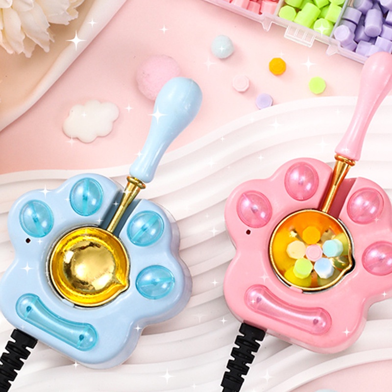 Cat Claw Wax Seal Set Với Xử lý Lò Scoop Wax Seal Nóng chảy Lò sưởi Điện Wax Bead Bar Hot Pot