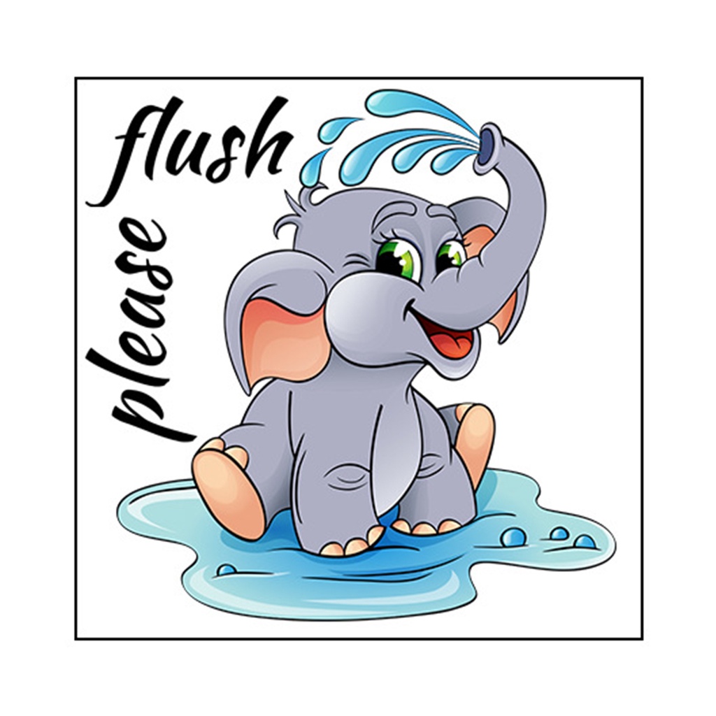 Miếng Dán Trang Trí Toilet Họa Tiết Chú Voi Hoạt Hình Tự Dính Chống Thấm Nước