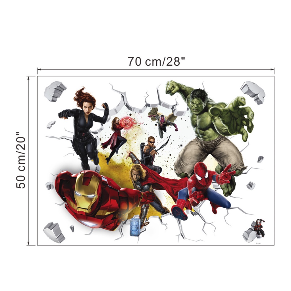 Miếng Dán Tường Bằng PVC Chống Thấm Nước Hình Avengers