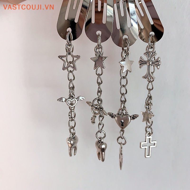 Kẹp Tóc Kim Loại Hình Thánh Giá Phong Cách Punk Hiphop VASTJI Y2K 2023