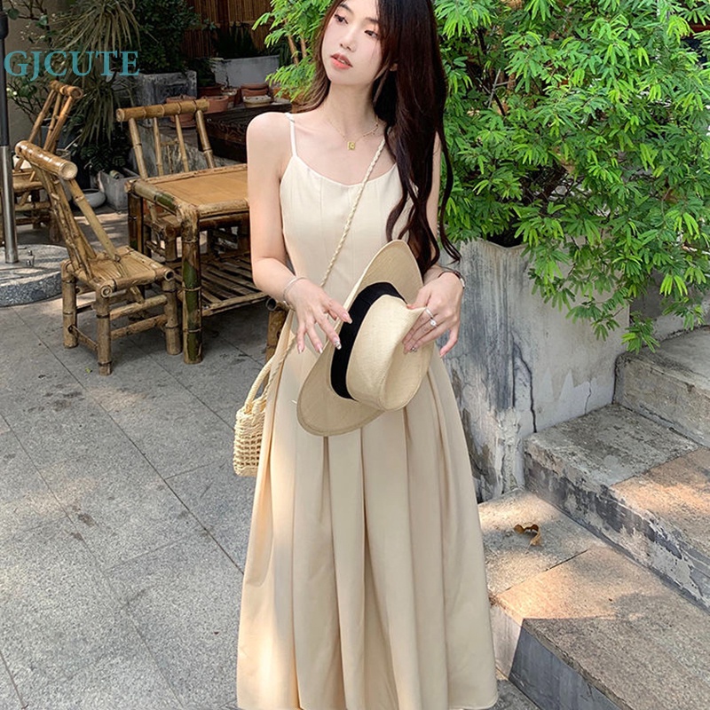 Đầm Dài Dáng Chữ A Không Tay Phong Cách Pháp Thời Trang Mùa Hè Cho Nữ