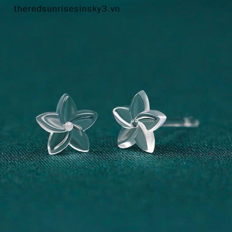 1 Cặp Bông Tai Nhựa Resin Trong Suốt Hình Ngôi Sao / Trái Tim / Bông Tai Chống Dị Ứng Thời Trang