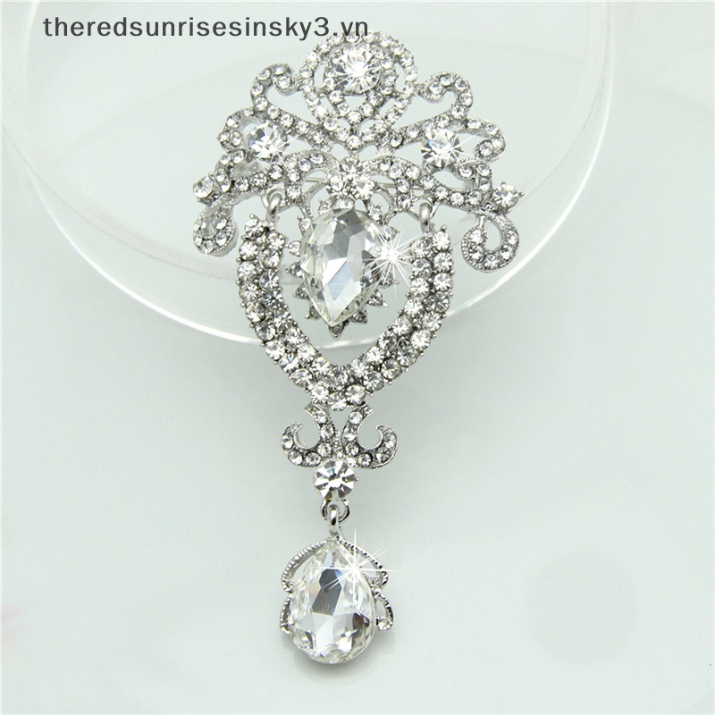 # # Ghim Cài Áo Hình Hoa Lớn Bằng Bạc Đính Kim Cương Giả Thời Trang Dành Cho Cô Dâu Trong Tiệc Cưới