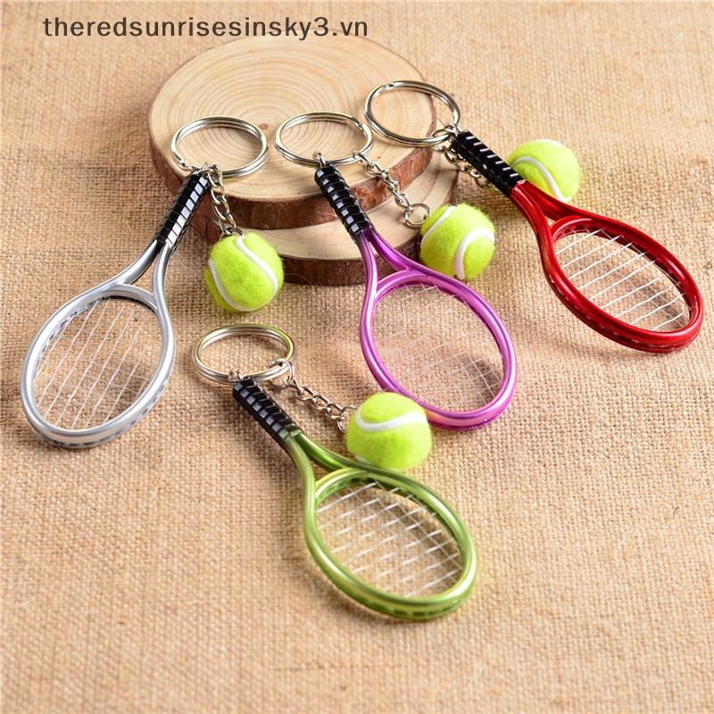 Móc Khóa Hình Vợt Tennis 3D Bằng Kim Loại Sáng Tạo Thời Trang