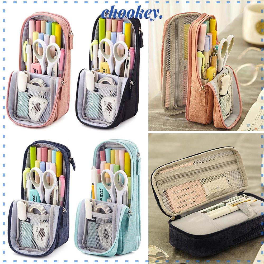 CHOOKEY Túi Đựng Bút Bằng Vải Canvas Dễ Thương Có Thể Gấp Gọn