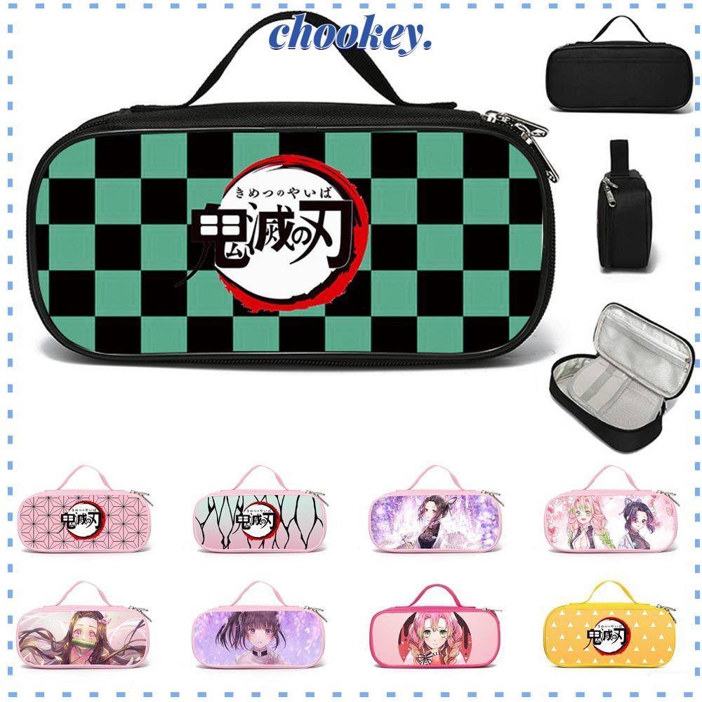 CHOOKEY Túi Đựng Bút Bằng Vải Canvas Phối Khóa Kéo Thiết Kế Hình Demon Slayer Dễ Thương