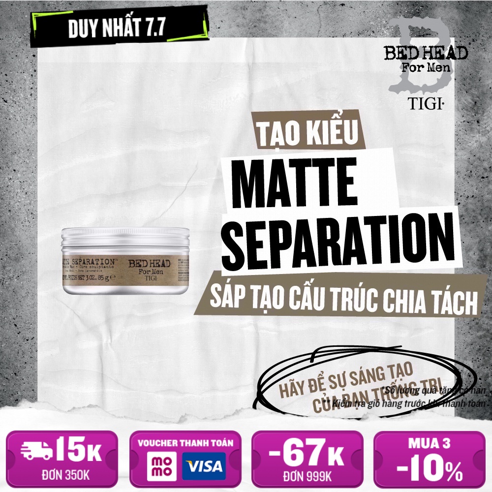 Sáp tạo kiểu chia tách hiệu ứng mờ TIGI Bed Head Matte Separation™ 85g