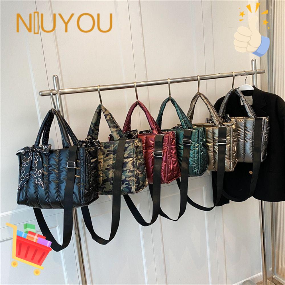 NIUYOU Túi Xách Đeo Vai Bằng Vải Cotton Cỡ Lớn Phối Ruy Băng Thanh Lịch Cho Nữ