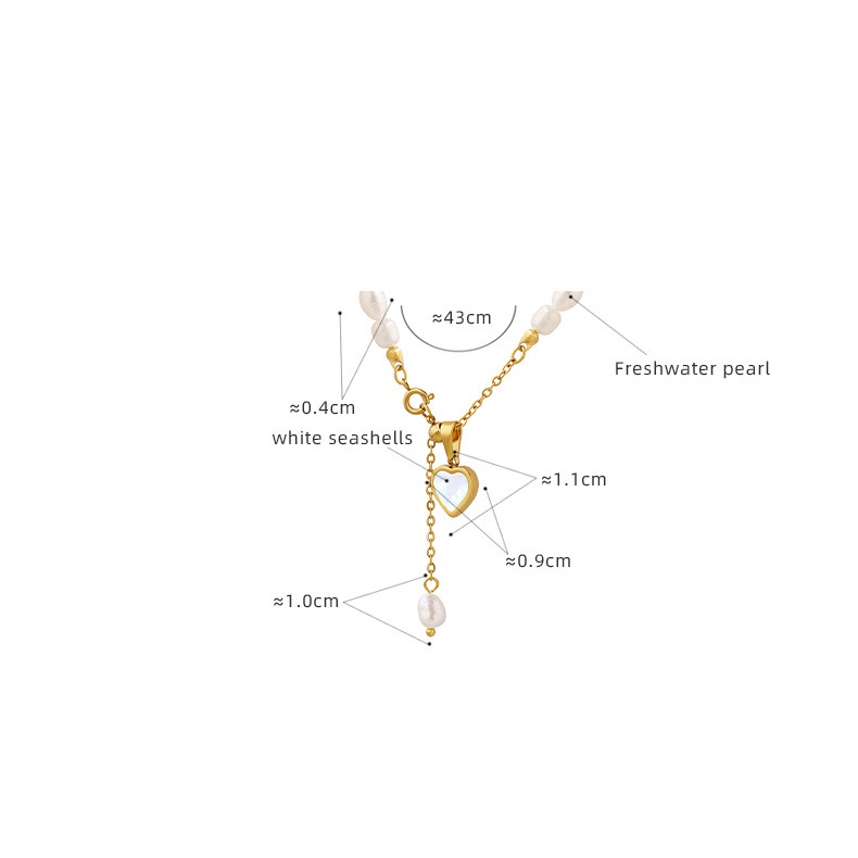 Vòng cổ Mặt Hình Vỏ Sò / Trái Tim Đính Ngọc Trai Sang Trọng Thời Trang Pháp