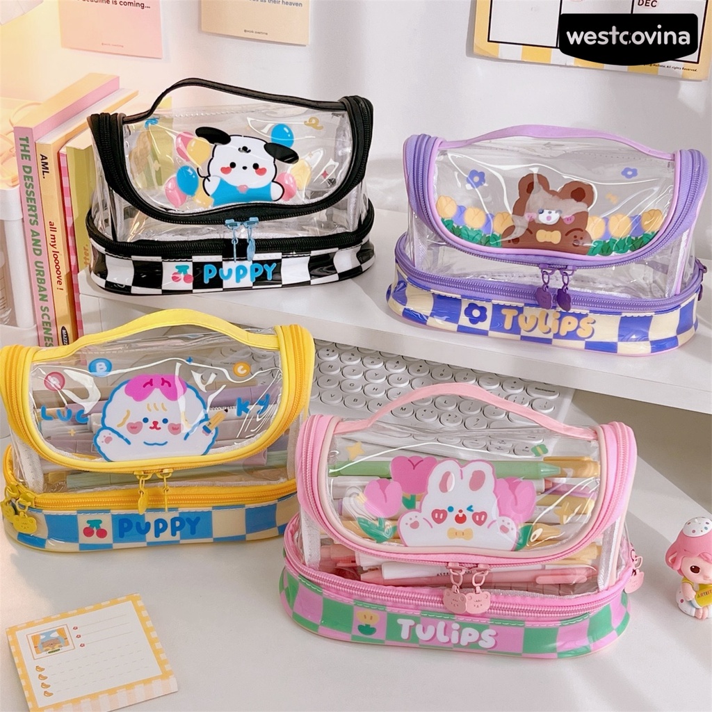 [WSTN] [WSTN]✎Túi Đựng Bút Bằng PVC Trong Suốt Chống Bụi Sức Chứa Lớn Họa Tiết Hoạt Hình Cho Học Sinh