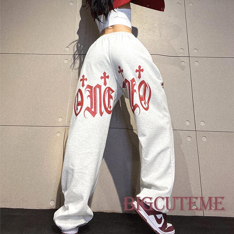 Quần Thể Thao Dây Rút Dáng Rộng Co Giãn In Họa Tiết Hoạt Hình Cho Nữ