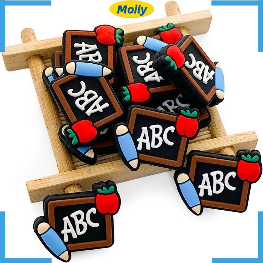 MOILYVN Bộ 5 Hạt Silicone Hình Bảng Đen Nhiều Màu Sắc Dùng Làm Trang Sức