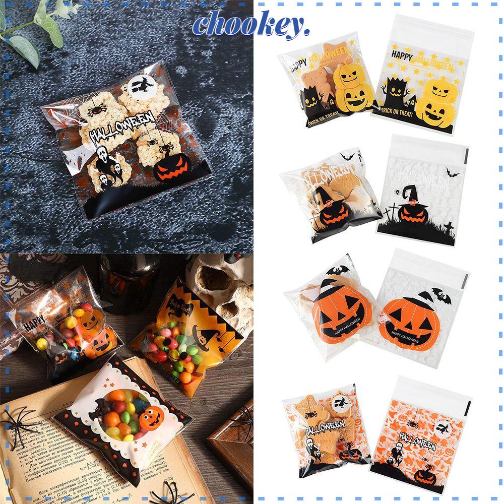 CHOOKEY Set 100 Túi Nhựa Đựng Kẹo Tự Dính Họa Tiết Dễ Thương Trang Trí Tiệc Cưới