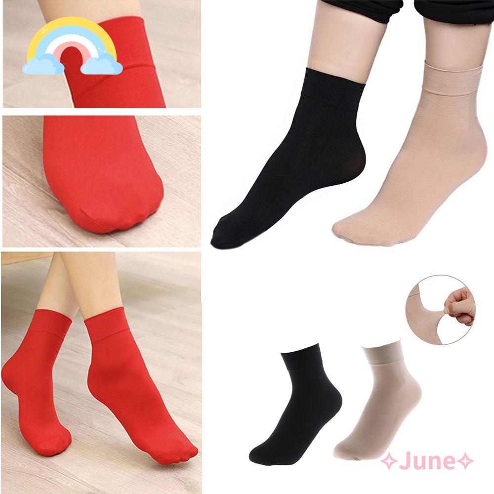 JUNE Set 1 / 5 / 10 Đôi Tất Cotton Màu Trơn Thời Trang Cho Nữ