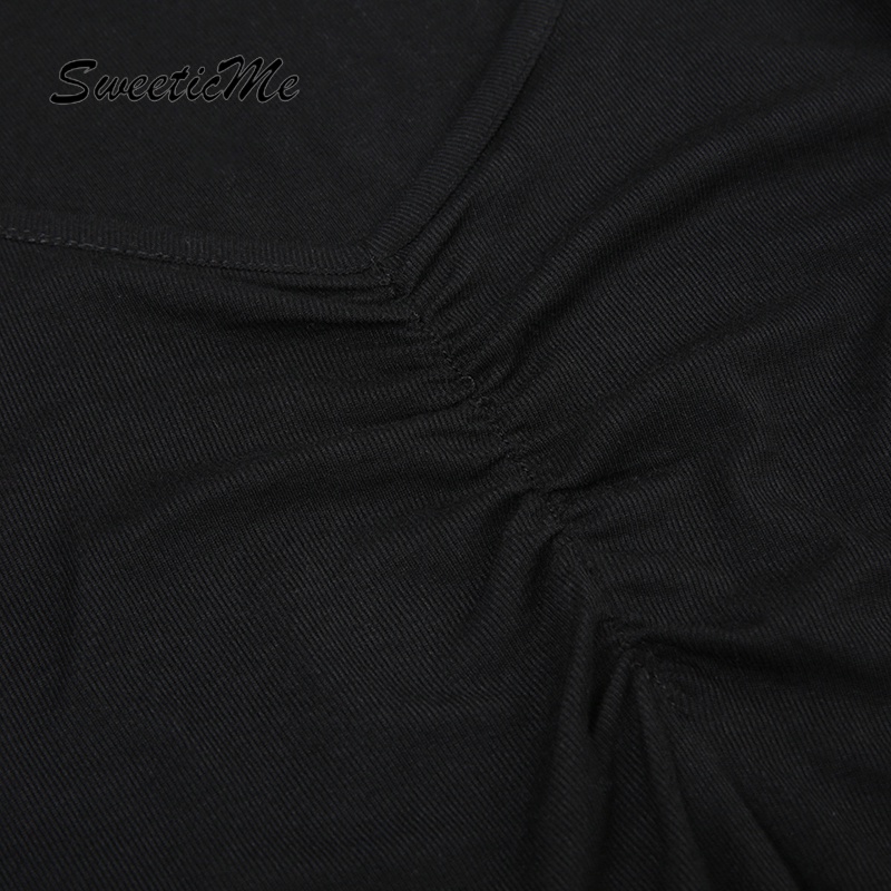 Đầm Tay Ngắn Cổ Chữ V Màu Trơn Dáng Ôm Thời Trang 2023 Dành Cho Nữ