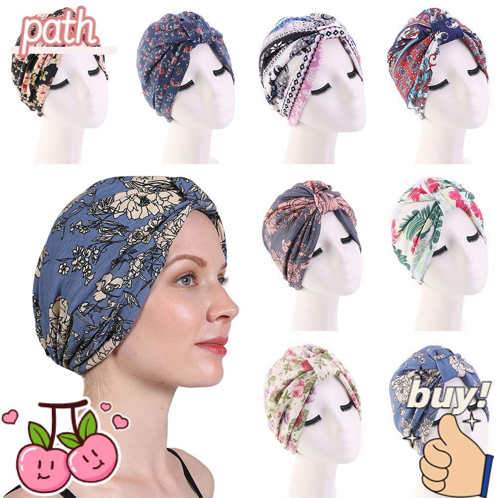 PATH Mũ Turban Thắt Nút Bằng Vải Satin In Họa Tiết Hoa