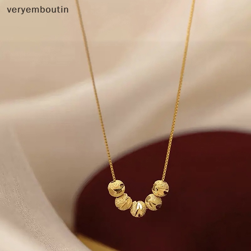 Vòng cổ Chuỗi Hạt Màu Vàng Đơn Giản Phong Cách Hàn Quốc Thời Trang Cho Nữ