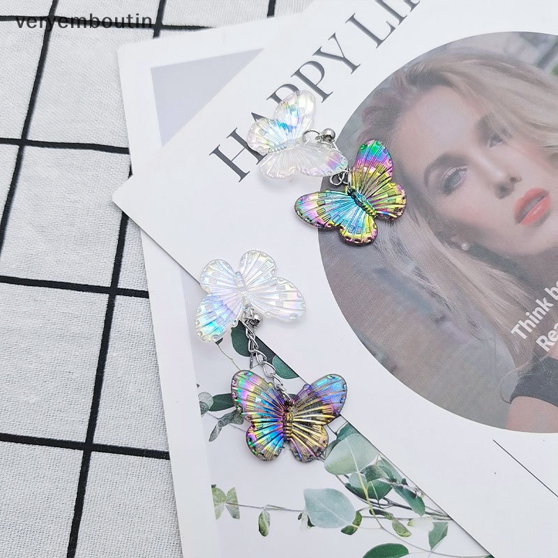 Bông Tai Hình Bướm Màu Laser Phong Cách Cổ Điển Thời Trang Xinh Xắn