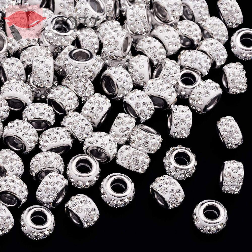 SOFTNESS Bộ 100 Hạt Xỏ Lỗ Lớn 5mm Màu Trắng 12mm Dùng Làm Trang Sức