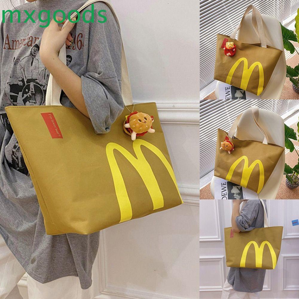 MXGOODS Mcdonald 'S Túi Xách Đeo Vai Vải Canvas Có Mặt Dây Khóa Hình Hamburger Cỡ Lớn Phong Cách Pháp Cho Nam